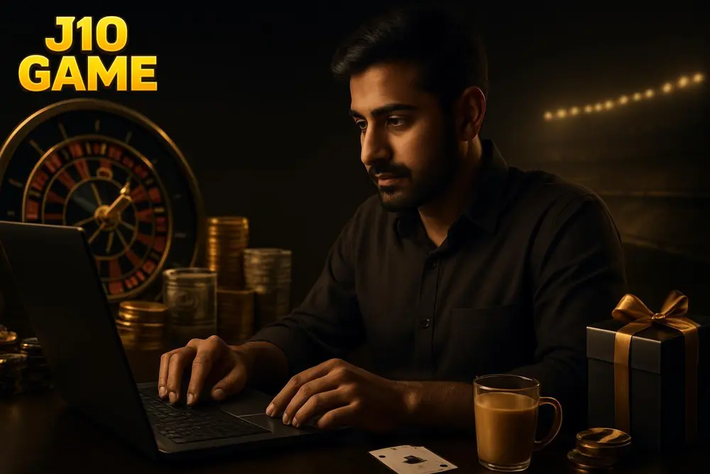 J10 GAME register โ a young Pakistani man sitting at a desk filling out a registration form on his laptop with a cup J10 GAME register โ a young Pakistani man sitting at a desk filling out a registration form on his laptop with a cup
